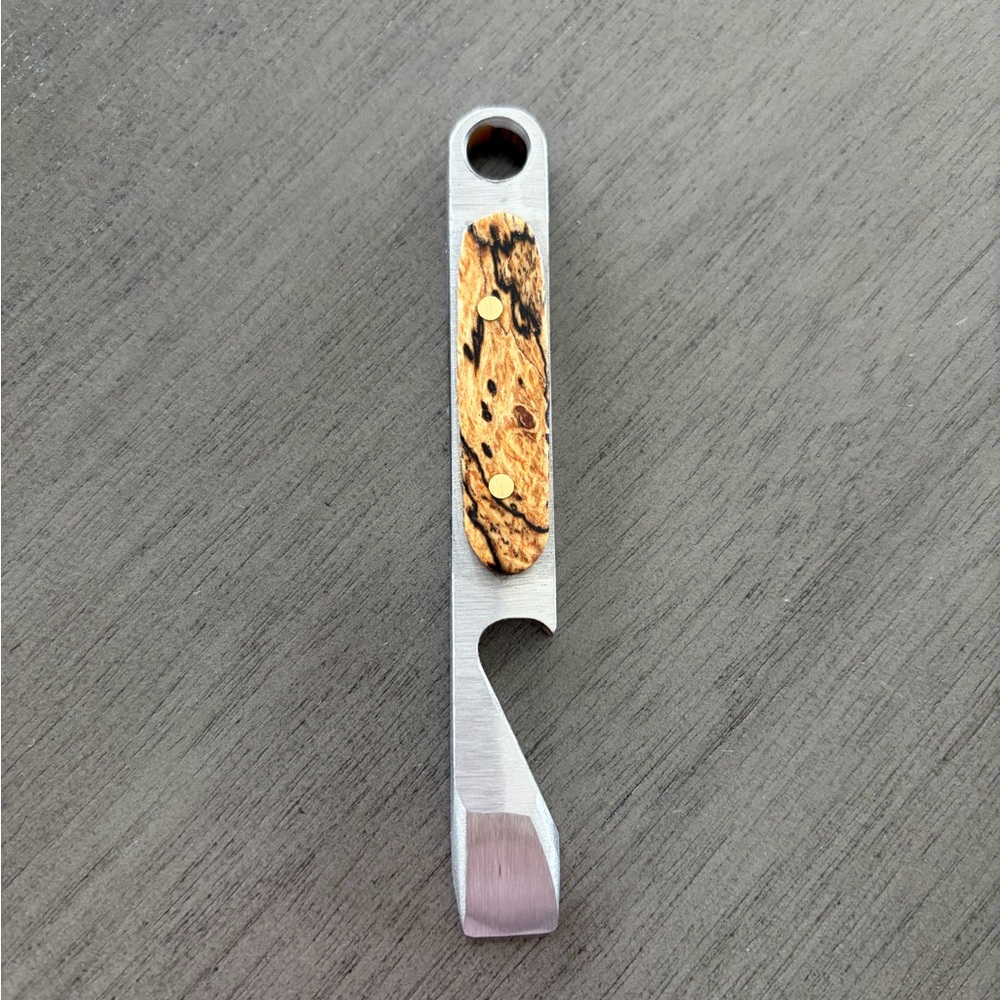 NEW Artisan Bottle Opener/Pry Bar-Wood Inlay, Stainless Steel-Great Gift Idea
